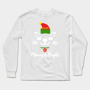 Meowy & Bright Cute Kawaii Cat Face Elf Shirts for Cat Lovers Long Sleeve T-Shirt